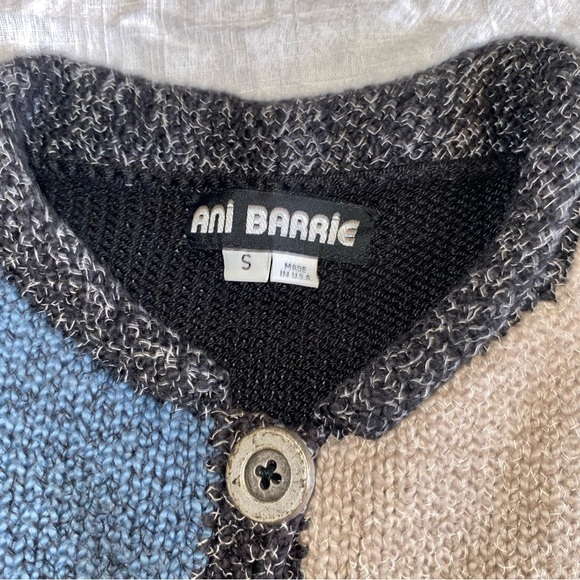 VTG Ani Barrie Color Block Button Cardigan Ramie Grandma Artsy Size S - Picture 8 of 13